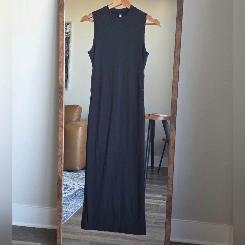 Vuori Pose Midi Tank Dress, Size Small, Black, Ribbed Midi Dress - Picture 2 of 10